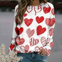 Dnevne majice za Valentinovo za žene Valentine Grafički tisak Crewneck Pulover parovi modna dukserica