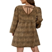 Glonme Leopard Print Mini haljine za ženske ležerne kuće kratka haljina labava haljina kava m