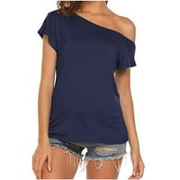 Moonker Womens Tops majice za žene s kratkim rukavima Labava ljetna bluza TEE majica Top Off rame 2xl