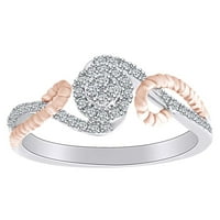 Carat okrugli oblik bijeli prirodni dijamantski cvijet halo prsten 10k čvrsto bijelo zlato zvona veličine-8