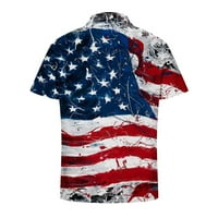 Qolati Muške američke košulje za zastave Dugme za neovisnost dolje V izrez Patriotsko golf bluza kratkih