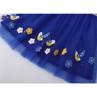 Dress Toddler Ptice Print Kratki rukav Kids Princess Baby Ljetni Tulle Blue Plimting Pamučno sunce do