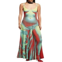 GENUISKIDS Ženska haljina za ljetovanje tenka 3D 3D Ljudsko tijelo Art Print bez rukava bez rukava A-line