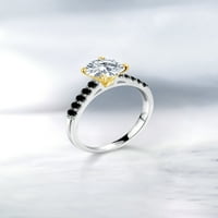 Gem Stone King Sterling Srebrna i 10k žuto zlato bijeli moissinite iz Charlesa i Colvarda i Crni dijamantni zaručni prsten za žene
