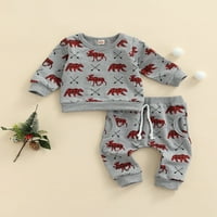 Mialeoley Božićna toddlers TrackSit, pleteni jelen Ispis majica dugih rukava + casual pantalone za dječake,