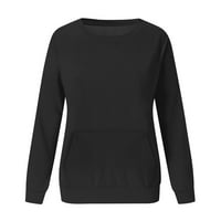 Jesen ženske duksere povremene s džepom vrhove dugih rukava okruglica okruglica pulover Y2K odjeća ženske