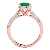 Mauli dragulji za angažman za žene 1. Carat Halo prekrasan dizajn smaragdno i dijamantski angažman prsten