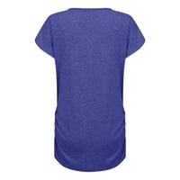 Žene ljetne pamučne meke V-izrez T-majice Gym Workout Home Trening Plavi L l