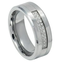 Prilagođeni personalizirani graviranje vjenčanog prstena za prsten za njega i njen dvostruki redni poklon set okruglog CZS-a brušenog sjajnog finiša sa niskim ivicama