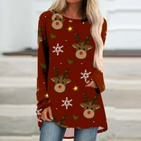 Ružni božićni džemper za žene smiješno slatko tiskane grafičke majice plus veličina pulover skrtne dukseric