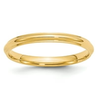 Karat u Karatsu 10k žuti zlatni široki pojas Pola kruga s rubom vjenčani prsten veličine -10