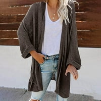 Ženski kardigan džepa sa džepovima Ženski i zimski džemper kaput čvrsti kardiganski džepni bluza s dugim