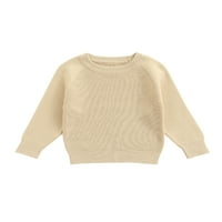 Kiapeise Jednostavan devojčici džemper, dugih rukava okrugli vrat Čvrsta boja tkani džemper za proljeće