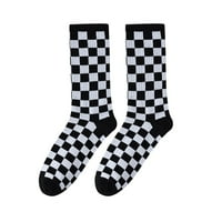 Brilliantme ženske casual čarape Color Contrast checkerboard za patchwork srednje teleske čarape Sport