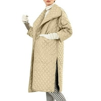 Ženski kaputi zimski dugi ženski jakni dugih rukava dugih mjehurića sa džepovima Drešeni zimski kaput