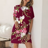 Termeek ženske ljetne haljine casual kratka majica majica dušica V-izrez Flowy Switch labav maxi haljina za plažu