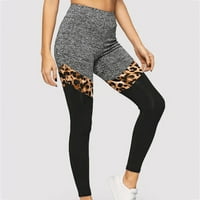 Ženski leopard uzorak ubode elastične sportske tajice visokih struka joga hlače