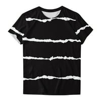 Aoksee Womens Ljetni vrhovi modni ugodni casual okrugli vrat kratki rukav za ispis TOP bluza crna, s-3xl
