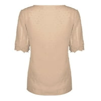 Oalirro ženski vrhovi, majice i bluze Rođendanski modni ženski ležerni čvrsti kratki rukav V-izrez čipkani