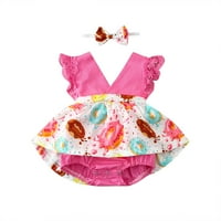 Little Girl Haljine Summer Casual bez rukava Midi haljine Cvjetni print Hot Pink 70
