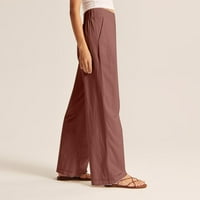 HFYIHGF ženske posteljine široke pantalone za noge Ljeto casual elastične struk Palazzo harem hlače