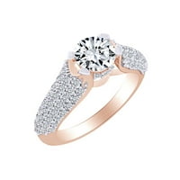 CTTW okrugli oblik bijeli prirodni dijamantski zaručnički prsten u 14K čvrstih ruža zlatna prstena veličine-11,5