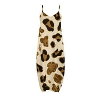 Ženske haljine Halter Fashion Maxi Ispisana haljina bez rukava Leopard Print 2xl