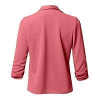 kaput za žene Žene Čvrsti otvoreni prednji kardigan Blazer putni jakni kaput kaput ženske bluže odijelo jakne ružičaste + s