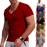 Muška majica kratkih rukava V V izrez Sports teretana mišića Fitness BodyBuilding Tee vrhovi