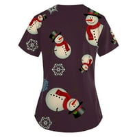 Dezed odjeća za žene Modni kratki rukav V-izrez V-izrez radne uniforme Božićne košulje za božićne tišice tiho za džepove Roupas Feminine na klirensu