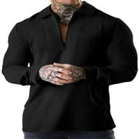 Colisha muns polo majica dugih rukava na vrhu bluza za bluzu od vrata atletski partijski zatvarač pulover crne s