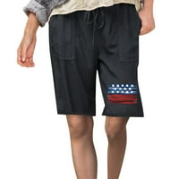 Kratke hlače Plus Veličina kauzalnog poteza elastična struka labava vježba znojene ljetne kratke hlače sa džepovima Black XL
