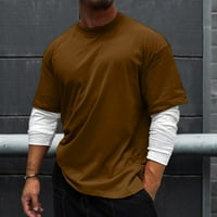Muška majica musko casual solid patchwork rukav majica bluza dugih rukava okrugli vrat na vrhu majica