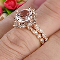 Milgrain jastuk za rezanje morgarite set za vjenčanje mladenka zadružni prsten 10k ružičasto zlato Vintage izgledaju blistav zapanjujući prsten