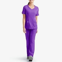 Bluze pune boje Radna uniforma Dame Dame Set Pocket V izrez odijelo njegovatelja boja kratkih rukava ženska odijela postavljaju pilinge Tvrtke radne medicinske sestre