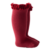 Pudcoco Baby Girls Ruffle Socks Solid Boja elastične princeze čarape za prozračne cijevi za toddler