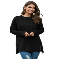 Zodanni Ženska majica Majica sa čvrstim bojama Basic Tee Baggy Tops Jesen pulover Black M