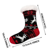 Cleariance ženske zadebljene božićne čarape pleteni crtani elk print plišane čarape donje čarape