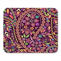 Šareni uzorak s Paisley i cvijećem Tradicionalni svijetli etnički ispuni Dizajn Mousepad jastučić za