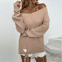 TUPHREGYOW ženski džemper s dugim rukavima vrhovi čistoća Čvrsta trendi mekani casual plus size zimska