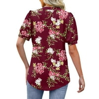 Ženski vrhovi vrhovi za žene cvjetna print Crewneck casual bluza naslijeđena majica s kratkim rukavima