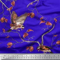 Soimoi plavi pamučni voile tkanini suhi lišće i američki zlatni dekor za ptice od tiskanog bty
