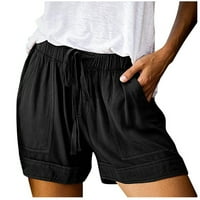 Zkozptok Ženske kratke hlače Plus Veličina Comfy Crckstring Ležerne prilike elastične kratke hlače Struk džep labave hlače, crna, m