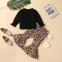 TODDLER Baby Girl Leopard Outfit Objave za odjeću Majice + Leopard Flare Pant Pat Set Set 12- mjeseci