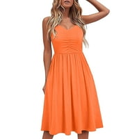 LisingTool haljine za žene proljeće ljetna ženska haljina od pune boje tanka tanka haljina za slobodno