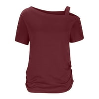 S vrhova ramena za ženske ljetne majice kratkih rukava Ležerne bluze sa čvrstim bočnim rukavima
