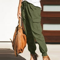 Ženski elastični struk Slack Women modne čvrste boje Kombinezona džepa pantalone Ležerne hlače