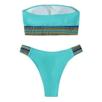 Efsteb Ženske kupaći klike Dvije kupalište od plaža odjeća Visoko struka Bikini Solid Color Split kupaći