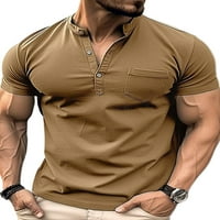 Julcc Muška puna boja kratkih rukava Henley T košulja džepni vrhovi