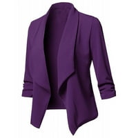 Entyinea Classic Blazer jakne za žene Otvoreni prednji dugi rukav Radni kancelarijski jakne Blazer Purple
